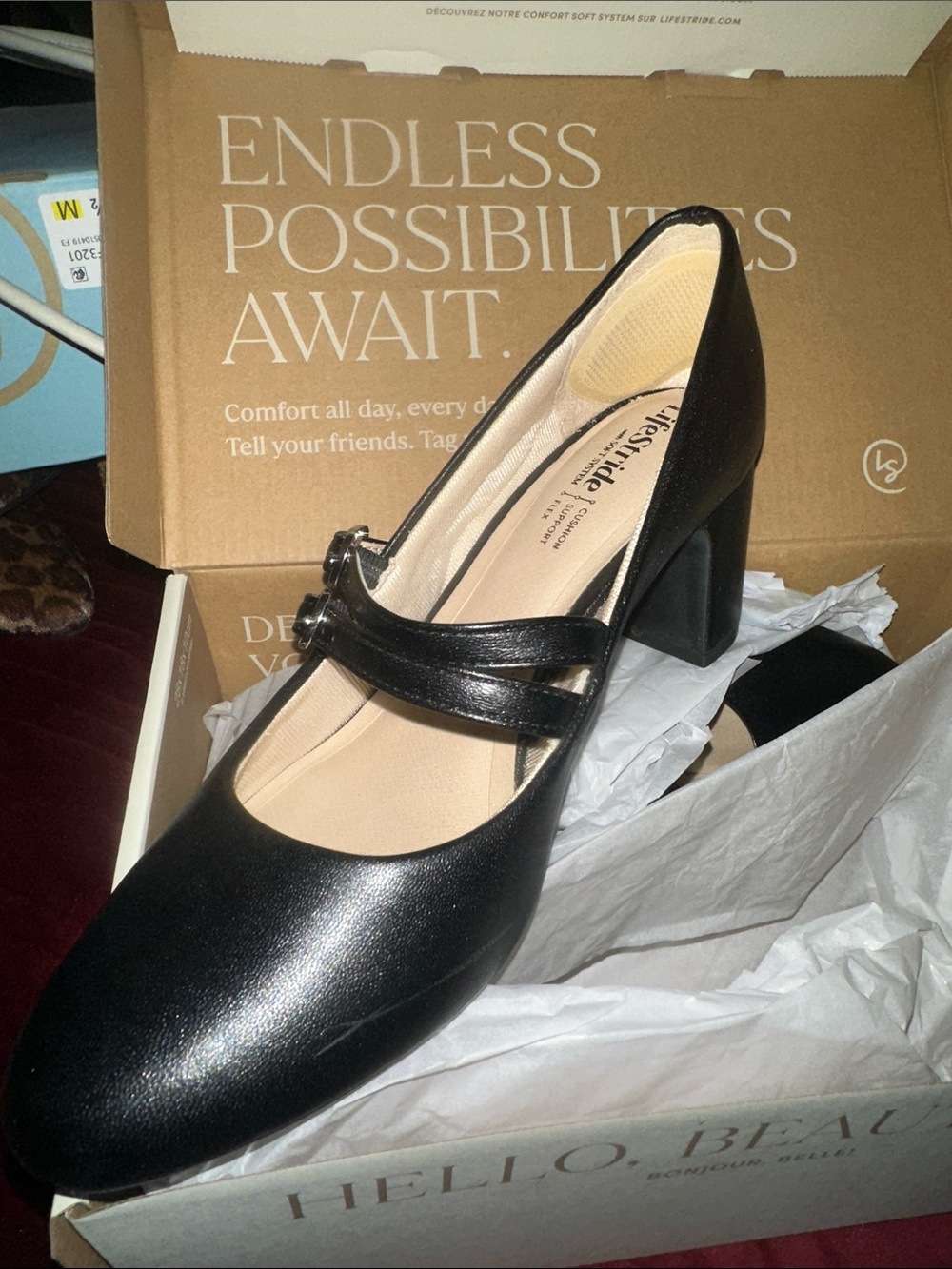 LifeStride Black Mary Jane Block Heel Pumps